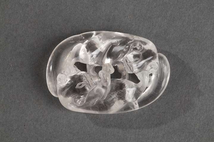 Pendant rock crystal sculpted with two Qilong